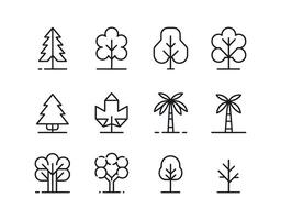 Elegant Tree Outline Silhouette Collection vector