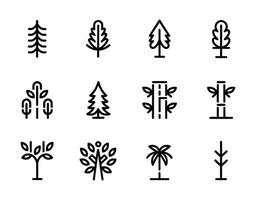 Elegant Linear Tree Silhouette Collection Template vector