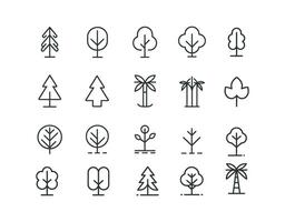 Thin Line Tree Icon Silhouette Collection Template vector