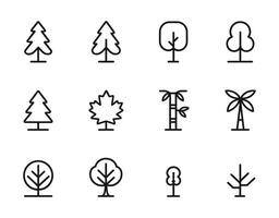 Minimalist Tree Icon Silhouette Collection Template vector