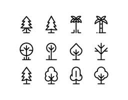 Linear Tree Illustration Silhouette Collection vector