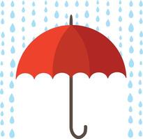 Cloud, rain and opened umbrella in the rain. vector