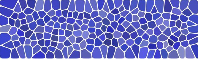 Monochromatic mosaic pattern in various shades of blue with irregular geometric shapes, forming a harmonious and artistic design inspired by stained-glass art. vector