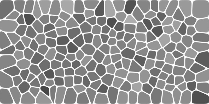 A grayscale mosaic pattern with irregular, organic shapes outlined in white lines, creating a textured and minimalist design with varying shades of gray.