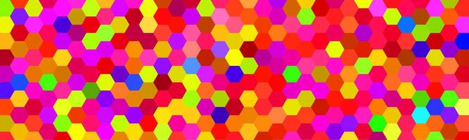 A vibrant and colorful hexagonal pattern composed of various hues. This abstract design creates a visually stimulating and dynamic effect. vector