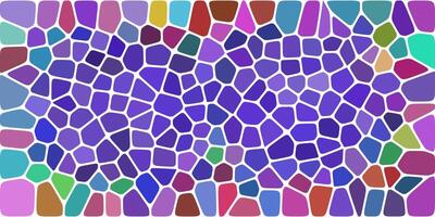 A vibrant multicolored mosaic pattern dominated by shades of purple, with irregular shapes outlined in white, creating a lively and artistic abstract composition. vector
