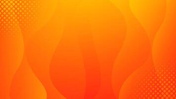 Abstract orange fluid wave background with halftones. Modern dynamic wallpaper. Template banner background vector