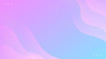 Colorful purple and blue fluid wave background with geometric shapes. Abstract dynamic wallpaper vector