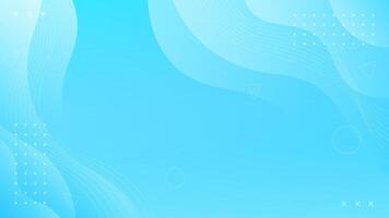 Light blue fluid wave background with geometric shapes. Abstract dynamic wallpaper vector