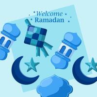 Greeting card Welcome ramadan set ornament ramadan kareem vector