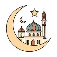 Mosque and Crescent Moon Design for Ramadan vector