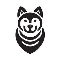 black and white silhouette of a Husky dog's head logo vector