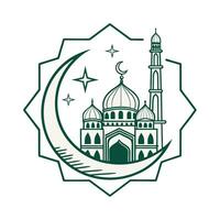 Mosque and Crescent Moon, a Peaceful Religious Symbol vector