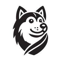 A stylized, black and white graphic of a German Shepherd head. vector