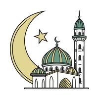 Islamic Mosque and Crescent Moon Design for Ramadan icon vector