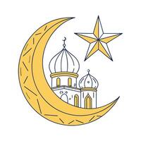 Simple Mosque with Crescent Moon and Star vector