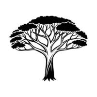 Black and White Line Drawing of a Majestic Tree vector
