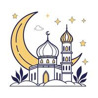 Islamic Mosque with Crescent Moon and Star, a Simple and Elegant Design vector