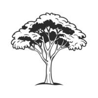 A striking, stylized silhouette of a large tree vector