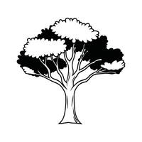 A simple, elegant, and stylized black and white graphic of a tree. vector