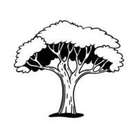 A bold, stylized silhouette of a large tree vector