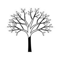A stylized, black and white graphic of a tree. vector