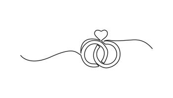 heart ring continuous one line drawing vector