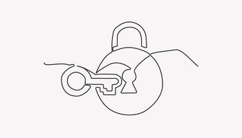 Continuous one line drawing of a padlock. Security concept vector