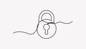 lock continuous one line drawing vector