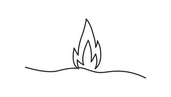 Fire one continuous line drawing. black and white minimal single line art style vector