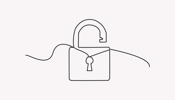 Lock continuous one line drawing of Isolated outline vector