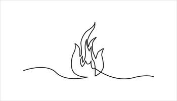 fire continuous one line drawing vector