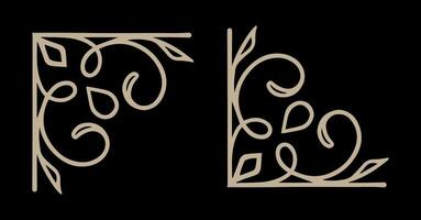 Set of vintage frames corner on gold colour vector