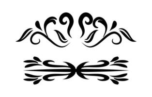 Vintage ornaments and frame set divider on black colour vector