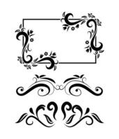 Vintage ornaments and frame set border, divider on black and white colour vector