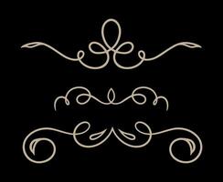 Set of vintage frames and borders dividers on gold colour vector