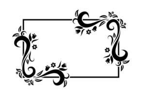 Vintage ornaments and frame set on black and white colour vector