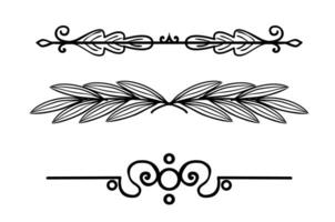 Hand drawn dividers. Lines, borders and laurels set. vector