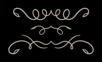 Set of vintage frames and borders. Decorative floral ornament on gold colour. vector