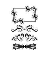 Vintage ornaments and frame set vector
