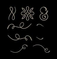 Ornate vintage frames element on gold colour vector