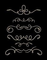 Ornate vintage frames and scroll elements on gold colour vector