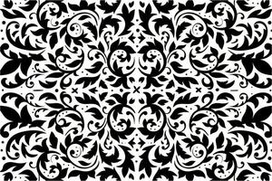 Hand drawn decorative damask background on black and white colour vector