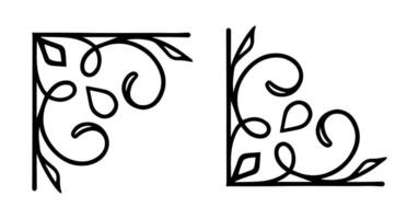 Set of vintage frames corner on black colour vector