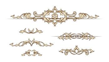 Set of Vintage Decorations Elements. Flourishes Calligraphic Ornaments and Frames. Retro Style Design Collection for Invitations, Banners, Posters, Placards, Badges and Logotypes. vector