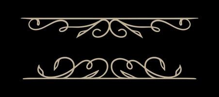 Set of Decorative vintage frames and borders divider on gold colour vector