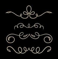 Set of Decorative vintage frames and divider on gold colour vector