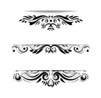 Set of Decorative vintage frames, divider and borders on black colour. vector