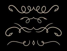 Set of vintage frames and divider on gold colour vector