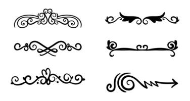 Page Divider And Design Elements. Set of Various Simple Black Divider Design. vector
